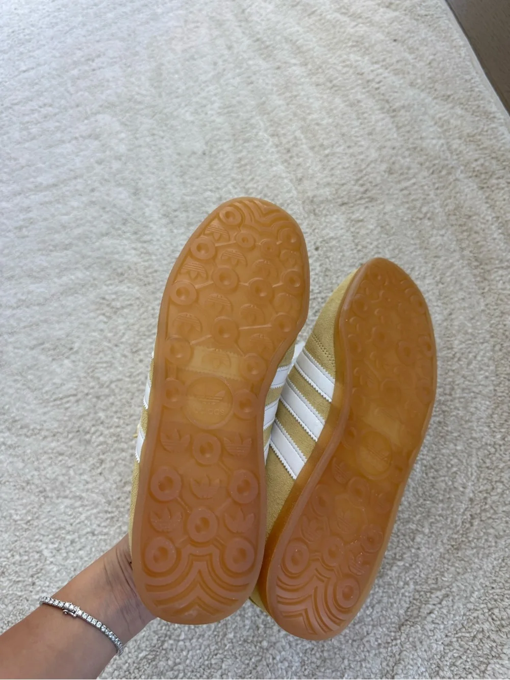 adidas Yellow Suede Sneakers with White Stripes - Picture 5 of 5
